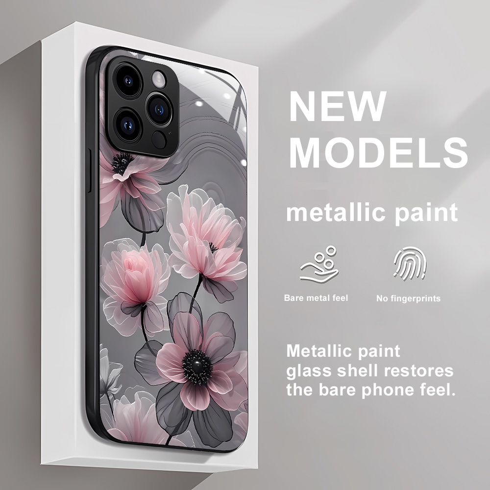 Screen Protectors - フラワーテンパードガラスケース iPhone 12ケース iPhone 17 Pro