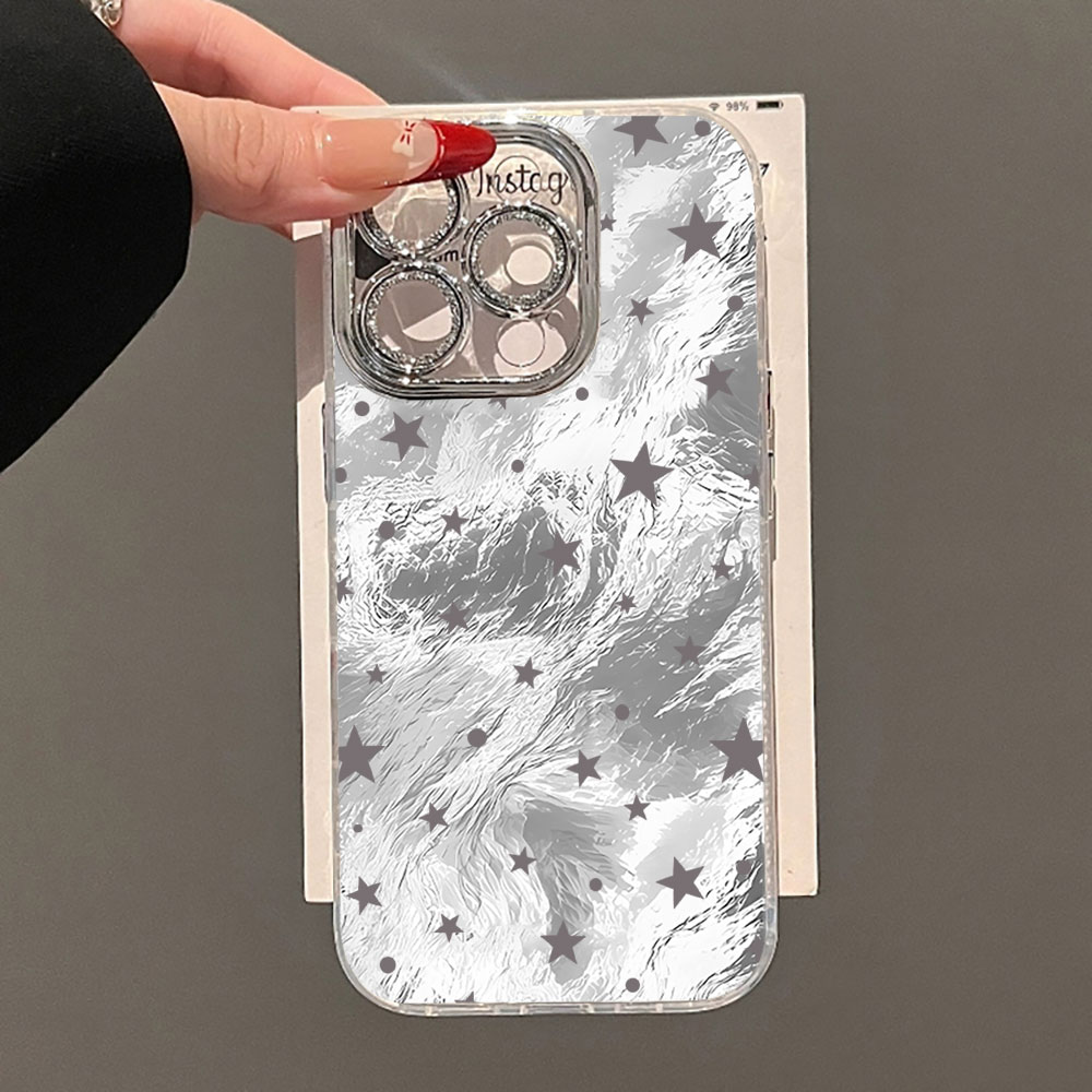 Screen Protectors - フルスクリーン星柄氷河テクスチャケース iPhone 17 Air 16 15