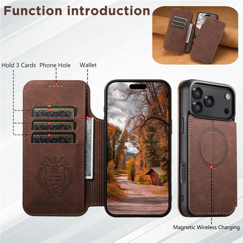 レトロレザーウォレットフリップ強力マグネットカバー iPho - Leather Wallet Card Holder Phone Cover のレビューと価格
