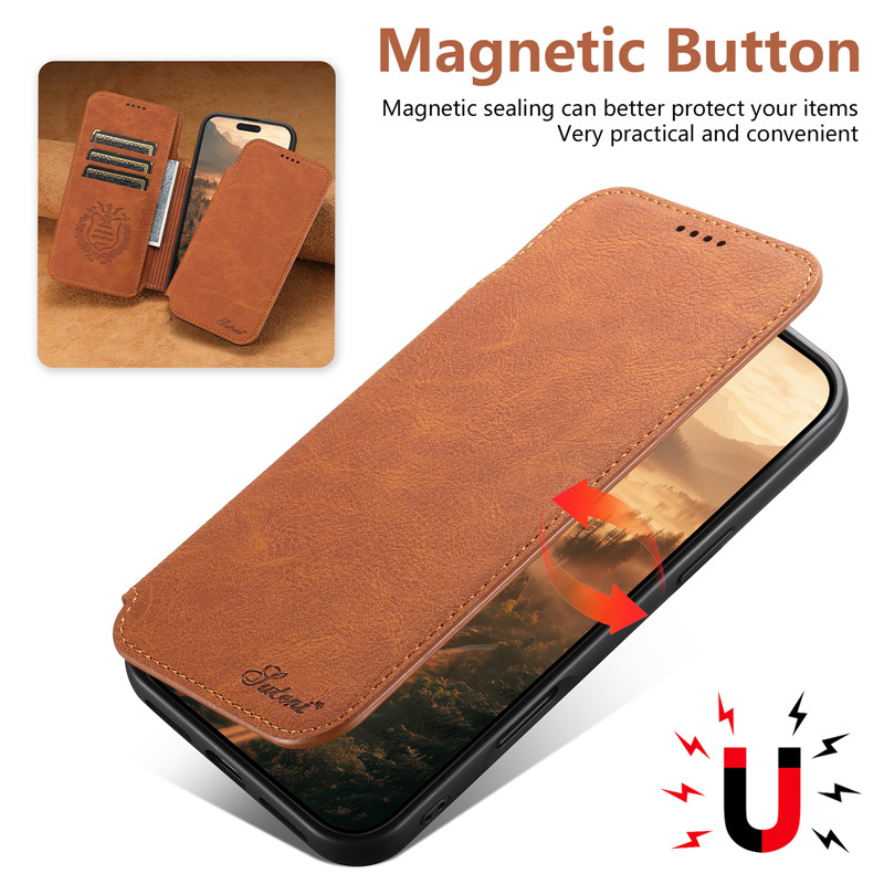 レトロレザーウォレットフリップ強力マグネットカバー iPho - Leather Wallet Card Holder Phone Cover のレビューと価格
