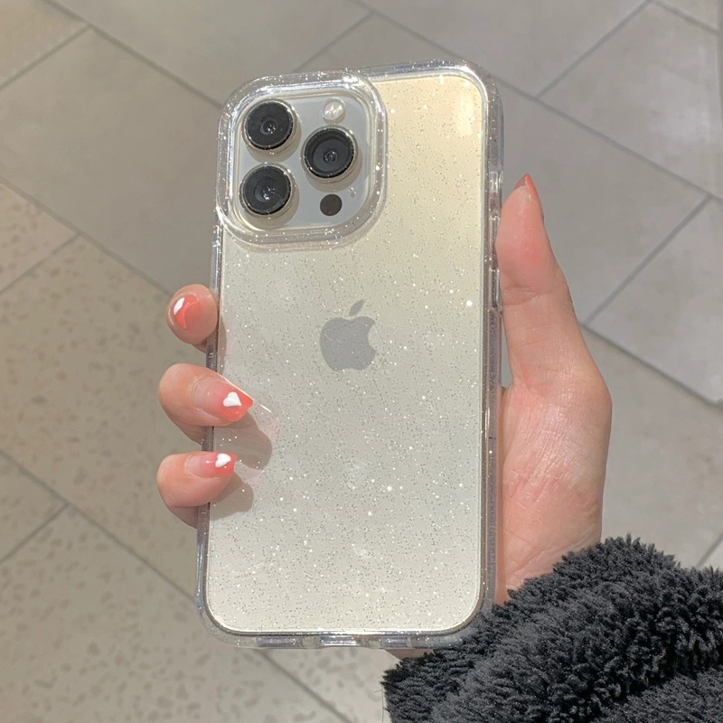 透明 シンプル グリッター iPhone 16 15 14  - Clear Shockproof Bumper Case のレビューと価格